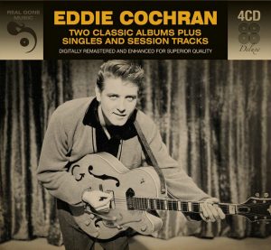 Album cover, Eddie Cochran, Two Classic Albums plus Singles and Session Tracks. Released on the Real Gone Music Company label.